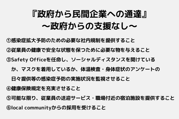 『政府から民間企業への通達』 〜政府からの支援なし〜-1